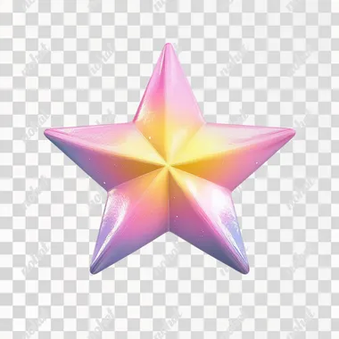 A star 3d model. Color tones of pink, purple and yellow, very bright, very soft. Pixar style, white background