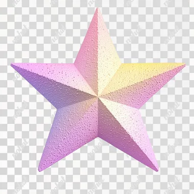 A star 3d model. Color tones of pink, purple and yellow, very bright, very soft. Pixar style, white background