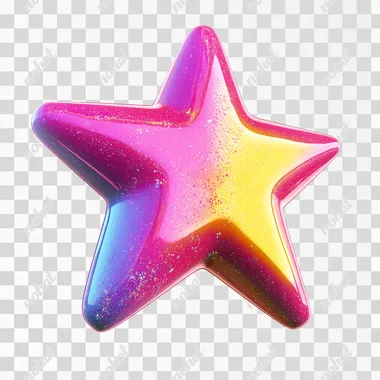 A star 3d model. Color tones of pink, purple and yellow, very bright, very soft. Pixar style, white background