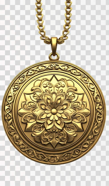 golden medallion design, white background, realistic