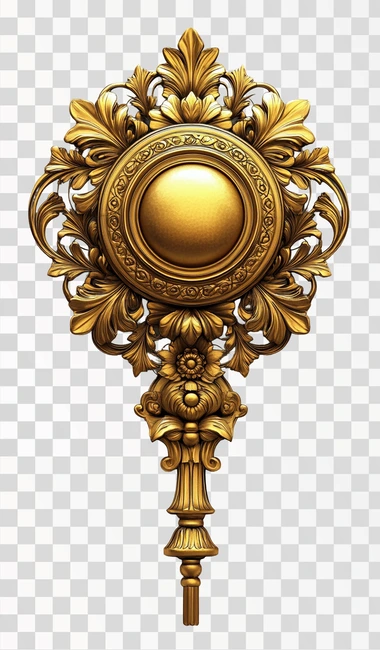 golden medallion design, white background, realistic