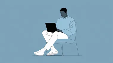 Minimalistic line sketch of a user configuring a custom cushion on a laptop  rofile ktlujcg