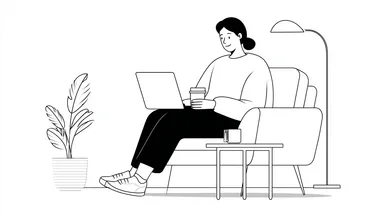 Minimalistic line sketch of a user configuring a custom cushion on a laptop  rofile ktlujcg