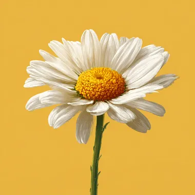 illustration, a with daisy large petals and A small pistil. The Petals are White, the pistil is There. is yellow a White background in the background  --raw