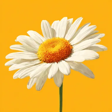 illustration, a with daisy large petals and A small pistil. The Petals are White, the pistil is There. is yellow a White background in the background  --raw