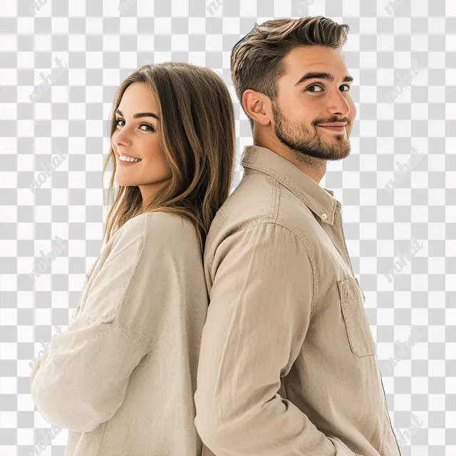 png a man and a woman standing next to each other