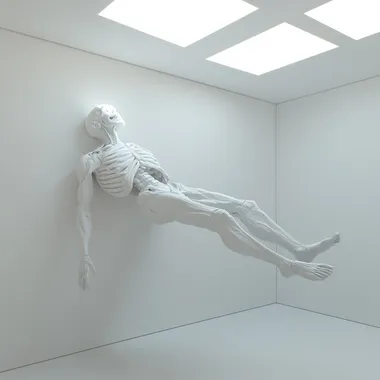 death suspended in time, white room, future, ultra realistic, octane render, object, blender, 3d objects