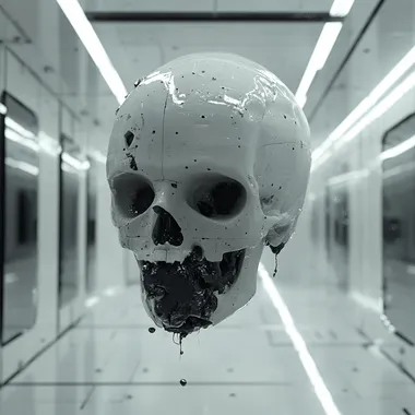 death suspended in time, white room, future, ultra realistic, octane render, object, blender, 3d objects