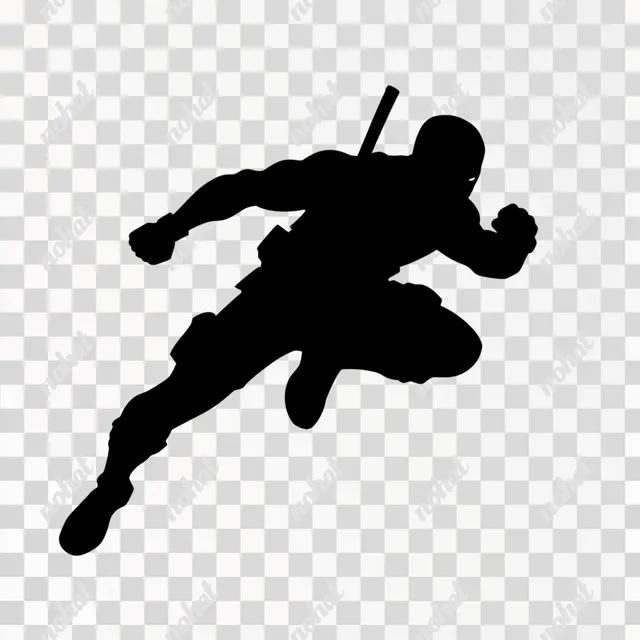 PNG Black silhouette of a baseball player swinging a bat in action.