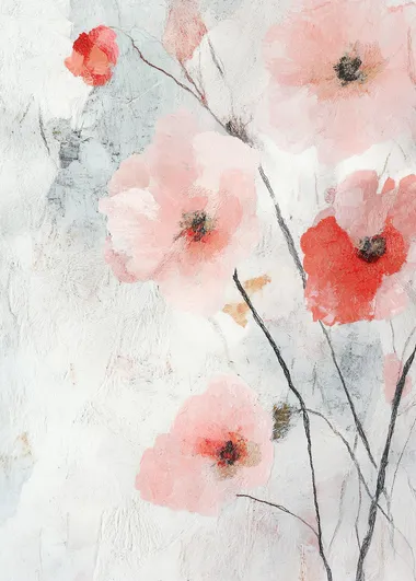 The surface of the fluffy cotton is covered with pink and red flowers, with clear details. The background color is a light white. The painting style of Vincent van Gogh features soft tones and brushstrokes, with a strong texture. A large number of wool threads form abstract shapes layered on top of each other, creating an overall impression of vitality and warm colors. It presents delicate textures and rich layers in close-up shots. High-definition photography.   kq4qydj
