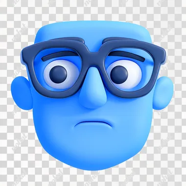 a illustrated face that looks like macOS Finder Icon, but the face is doing some heavy thinking