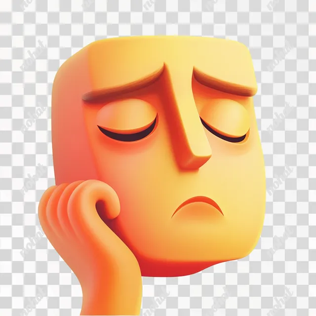 PNG Illustrated yellow thinking face resembling macOS Finder Icon in deep thought