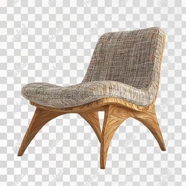 ergonomic designer wooden chair with beautiful upholstery, hyper-realistic, photographic quality, white background