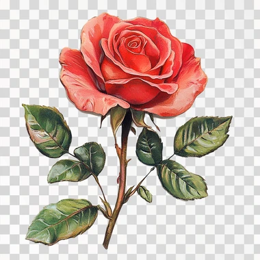 an image of a rose that can be used on a keychain, white background
