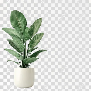 hyper realisitic, green indoor plant, white blank space as the background