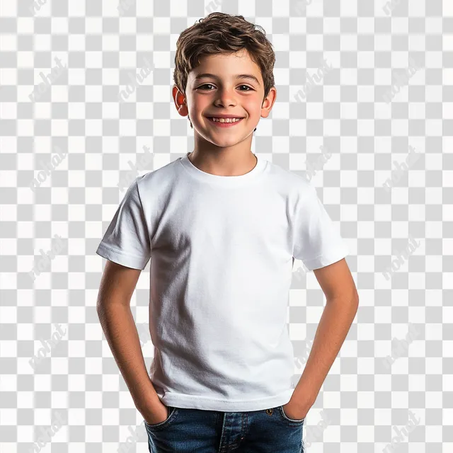 Casual Style: Young Boy in White Tee and Jeans