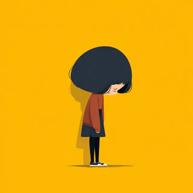 Exhausted Girl in Minimalist Style