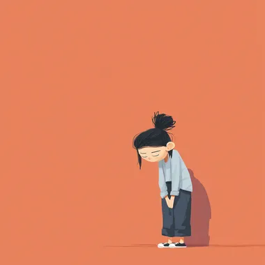 A girl exhausted to the extreme, Big Head, minimalist style.