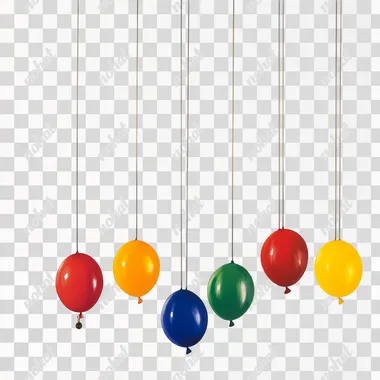 a group of 8 primary coloured balloons on a string with a weight --s 50