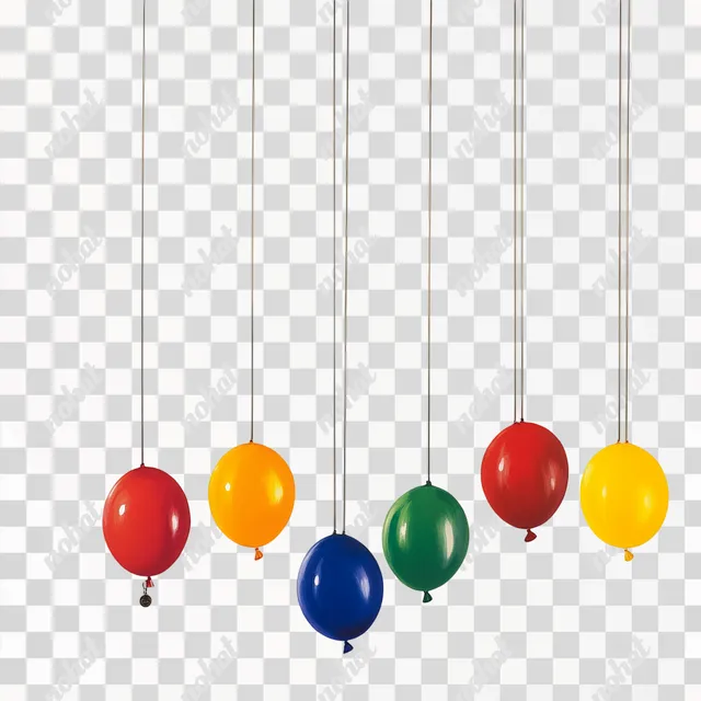 a group of balloons hanging from a string