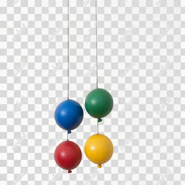 a group of 8 primary coloured balloons on a string with a weight --s 50