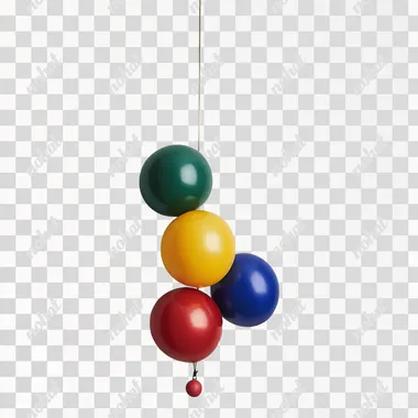 a group of 8 primary coloured balloons on a string with a weight --s 50