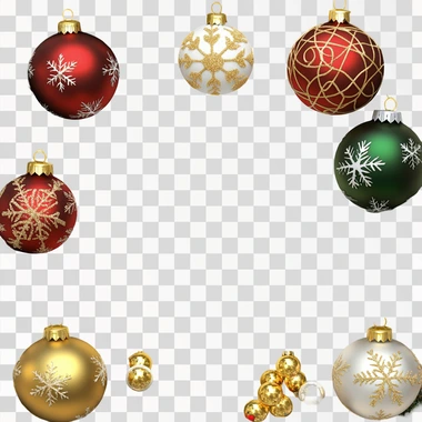hyper realism Christmas style frame template. Christmas ornaments on garland with snowflakes with a large Empty large white space, hyper realism style  text fonts letters watermark words typography slogans signature people - - chaos 80 - - weird 40 - - s 100 - - ar 4:3 - - v 5.2 - - v 6.1