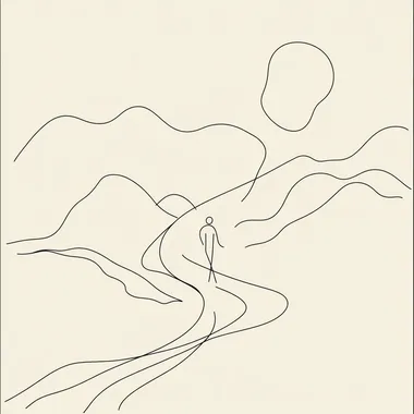 a mimalist single line drawing of 'A New Path to Success' --s 50
