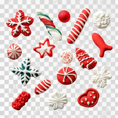 winter holiday sweets made of plasticine on a white background