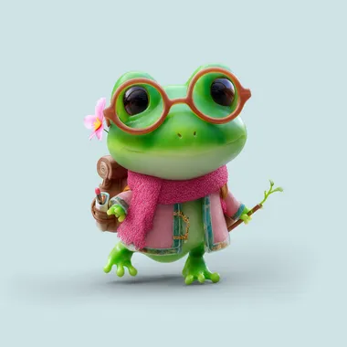 mascot female frog journey with glasses   ikkmf3y