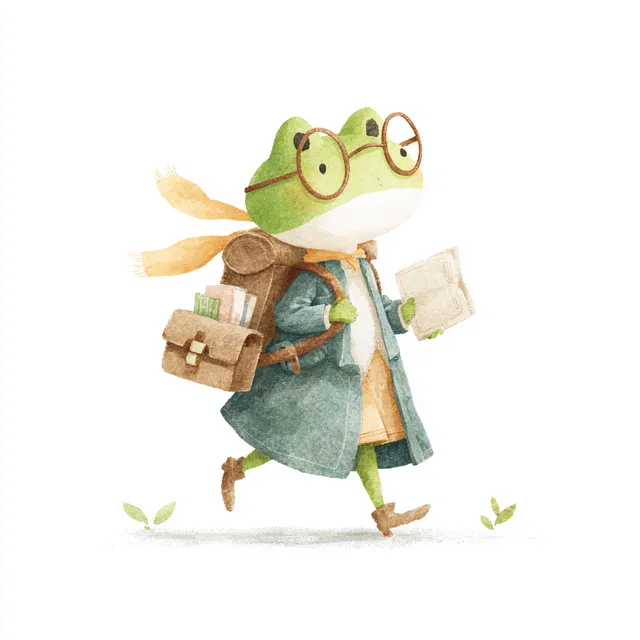 Adventurous Female Frog Mascot With Glasses