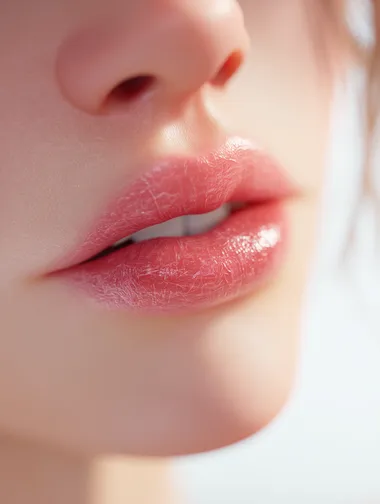 Hyperrealistic lips: extreme close-up of a woman's lips, showcasing every detail and texture, perfect shape, subtle color variations, soft, diffused lighting, pristine white background, 8k resolution, ultra-detailed, photorealistic textures, subtle subsurface scattering, cinematic quality  rofile c4em7ly