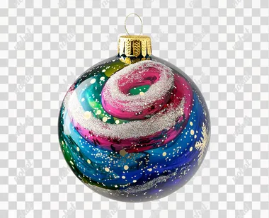 New Year glass ball ornament with a painted snake design, wrapped around a snowflake, vibrant colors and glitter accents on the white background, png free download, minimalist sets, photo-realistic, commercial imagery, isolated, no shadows,