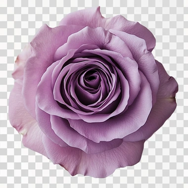 una rosa de color violeta, en un fondo blanco. Foto realista