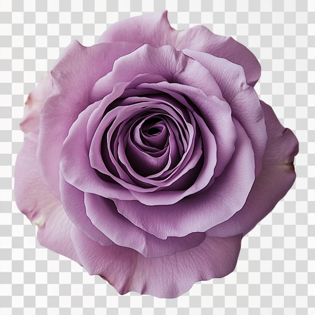 una rosa de color violeta, en un fondo blanco. Foto realista