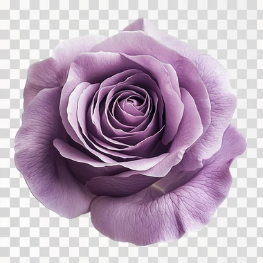 una rosa de color violeta, en un fondo blanco. Foto realista