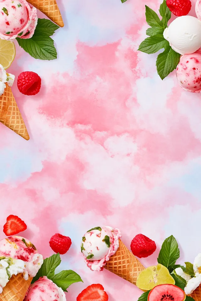 Melting Dreams: A Pastel Summer Scene with Ice Cream Cones