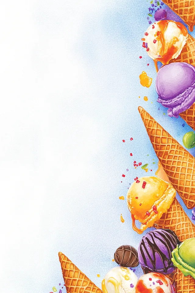 Melting Dreams: A Pastel Summer Illustration of Ice Cream Cones