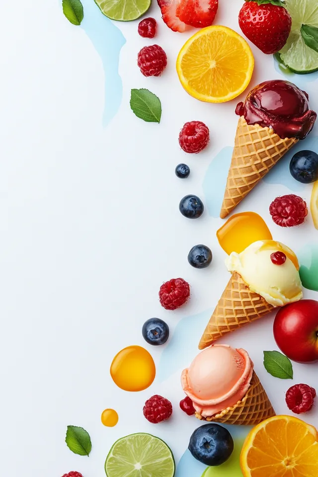 Delightful Summer Treats: Ice Cream Cones Against a Bright Sky