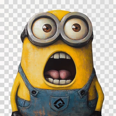 a craving minion, open mouth, looking up. no background