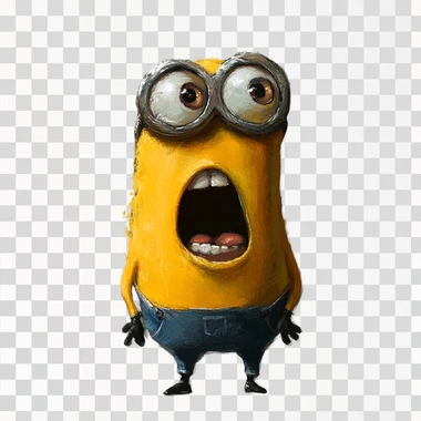 a craving minion, open mouth, looking up. no background