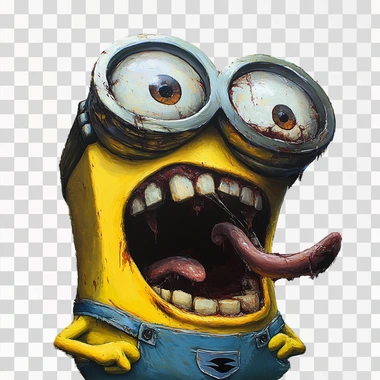 a craving minion, open mouth, looking up. no background