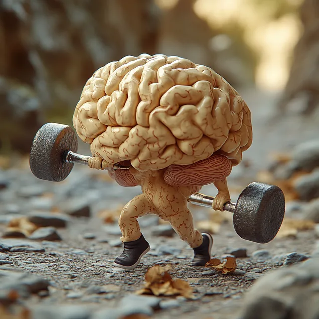 Toy athlete jogging with dumbbells in hand for fitness training