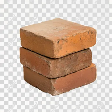 a stack of 3 bricks on a white background