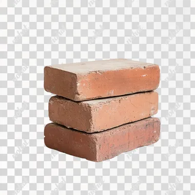 a stack of 3 bricks on a white background