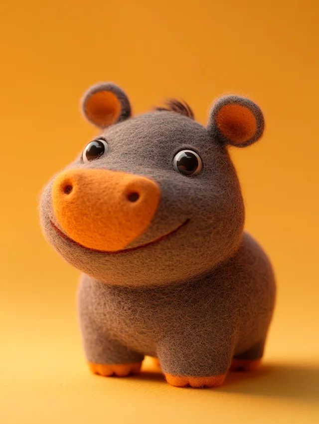 Cute Hippo Stuffed Animal with Happy Face in Bright Colors for Kids