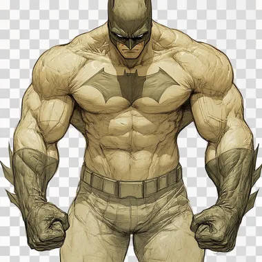 color pencil sketch style batman posing front double biceps, mussular, full body, low detail, thick lines-ar5:7