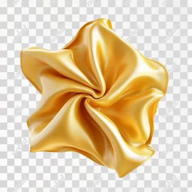 Cute, yellow, star-shaped,symmetric, floating in the air. silk texture, captured in high-definition photography or 3D rendering,White background.