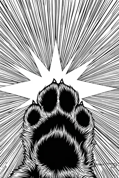 simple and small lineart, cat paw reaching up for a star in vintage style   rofile kyxuu5e  --raw