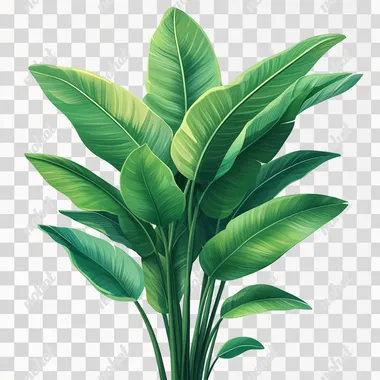 in a pot, long tropical leaves, big long leaves, minimalistic abstract vector style, white background --s 750